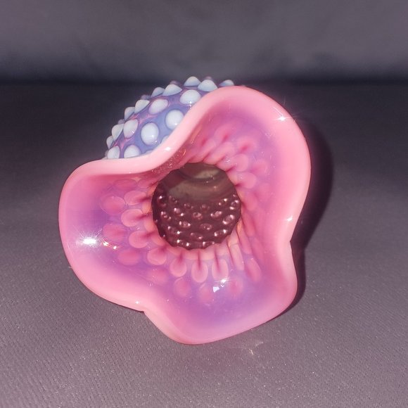 Vintage Fenton Hobnail Cranberry Opalescent Ruffle Top Bud Vase - Picture 3 of 4